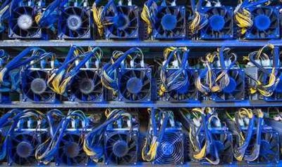 An expansive view of a mining farm